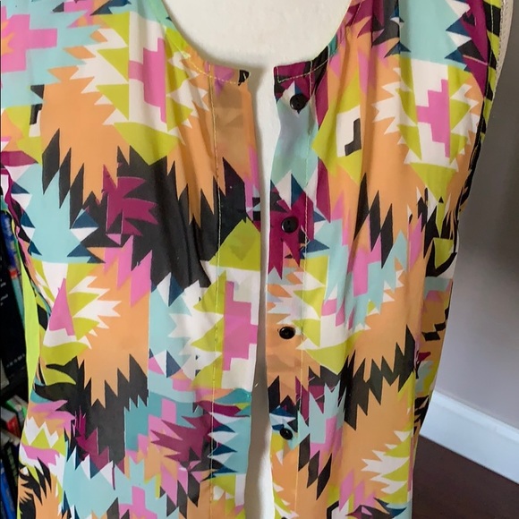 Sheer button up aztec shirt - Picture 2 of 4